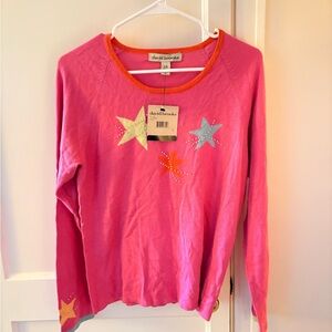 David Brooks Pink Sweater with Star Accents